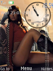 Скриншот темы Girl and Car Clock