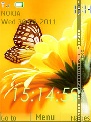Скриншот темы Butterfly on a flower