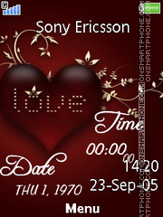 Heart Digital Clock tema screenshot