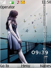 Alone Girl Clock tema screenshot